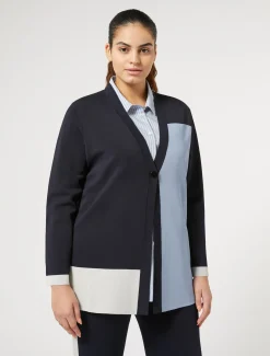 Marina Rinaldi Maglieria | Maglieria*Cardigan in viscosa stretch BLUNOTTE
