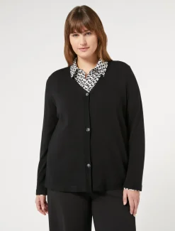 Marina Rinaldi Maglieria | Maglieria*Cardigan in viscosa stretch NERO