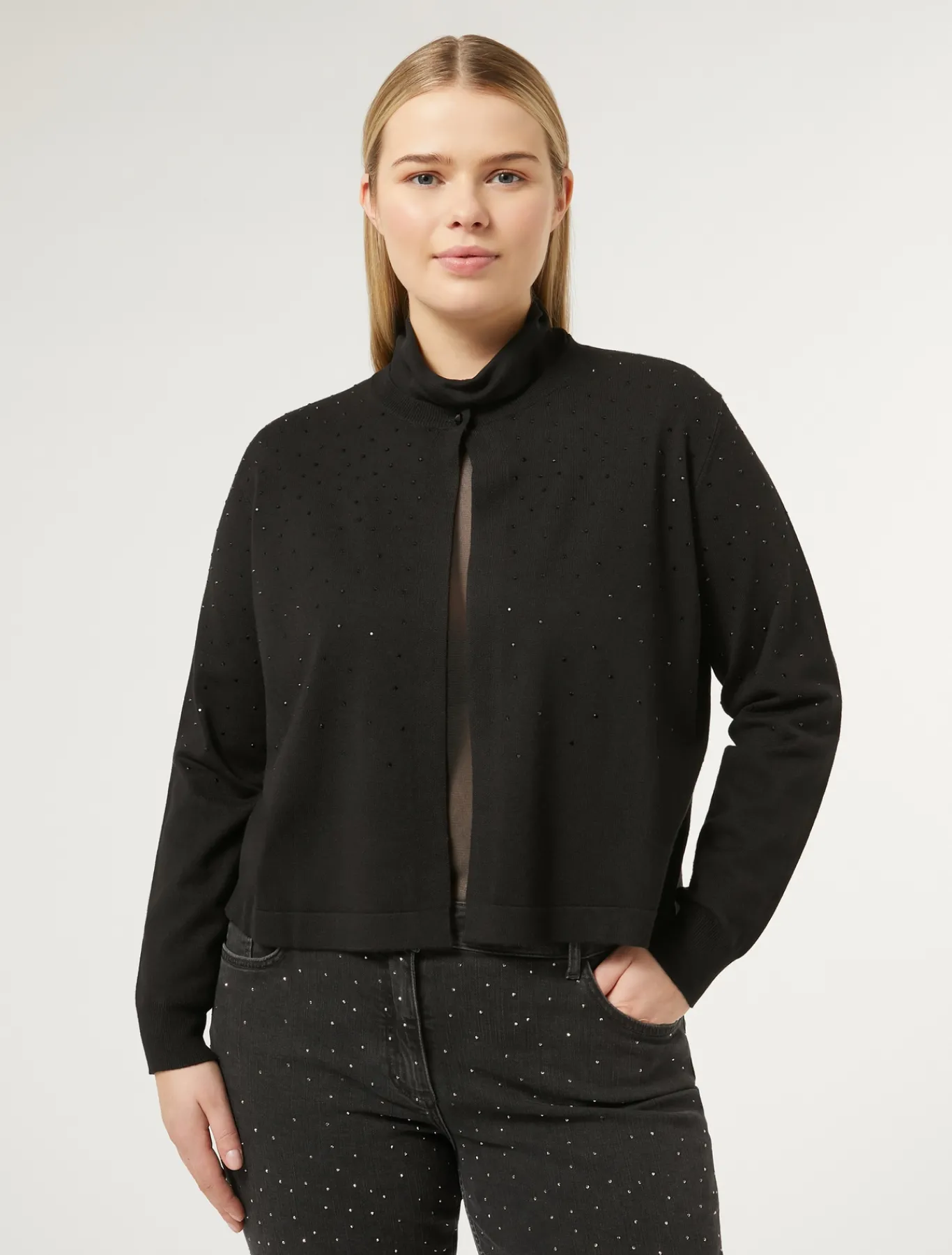 Marina Rinaldi Maglieria | Maglieria*Cardigan in viscosa stretch NERO