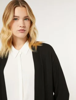 Marina Rinaldi Maglieria | Maglieria*Cardigan in viscosa stretch crêpe NERO