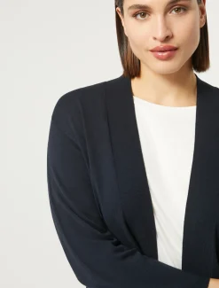 Marina Rinaldi Maglieria | Maglieria*Cardigan in viscosa stretch crêpe BLUMARINO