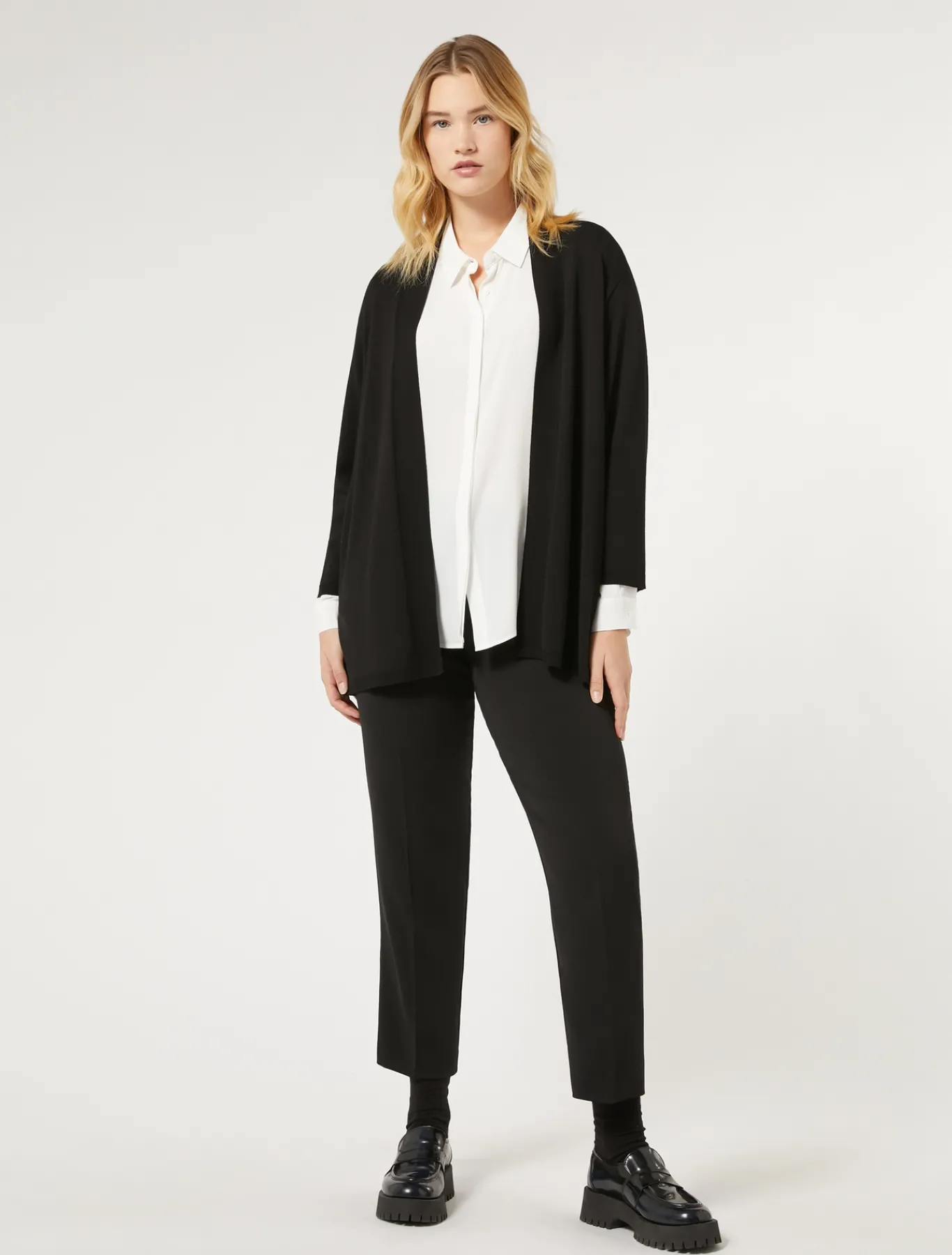 Marina Rinaldi Maglieria | Maglieria*Cardigan in viscosa stretch crêpe NERO