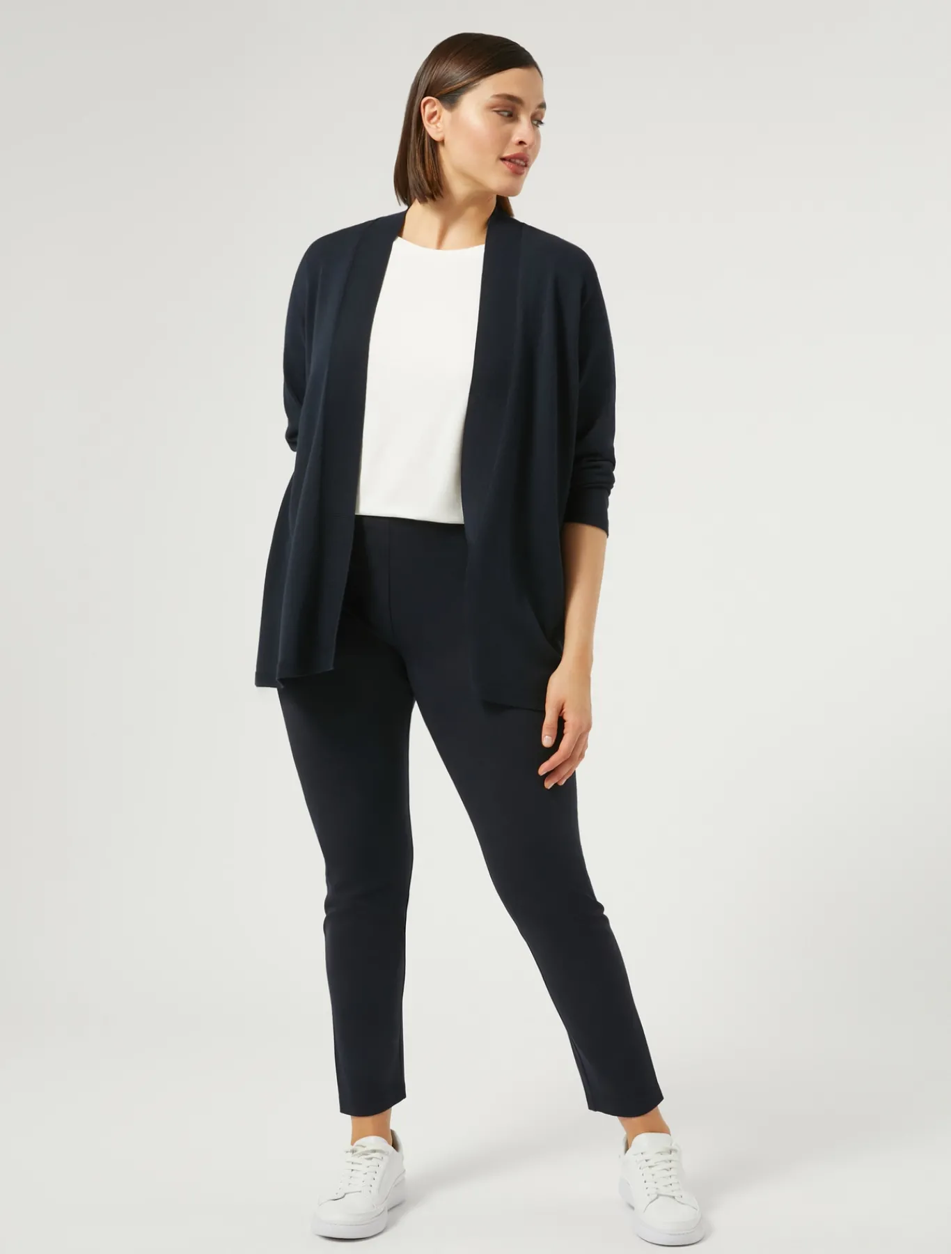 Marina Rinaldi Maglieria | Maglieria*Cardigan in viscosa stretch crêpe BLUMARINO