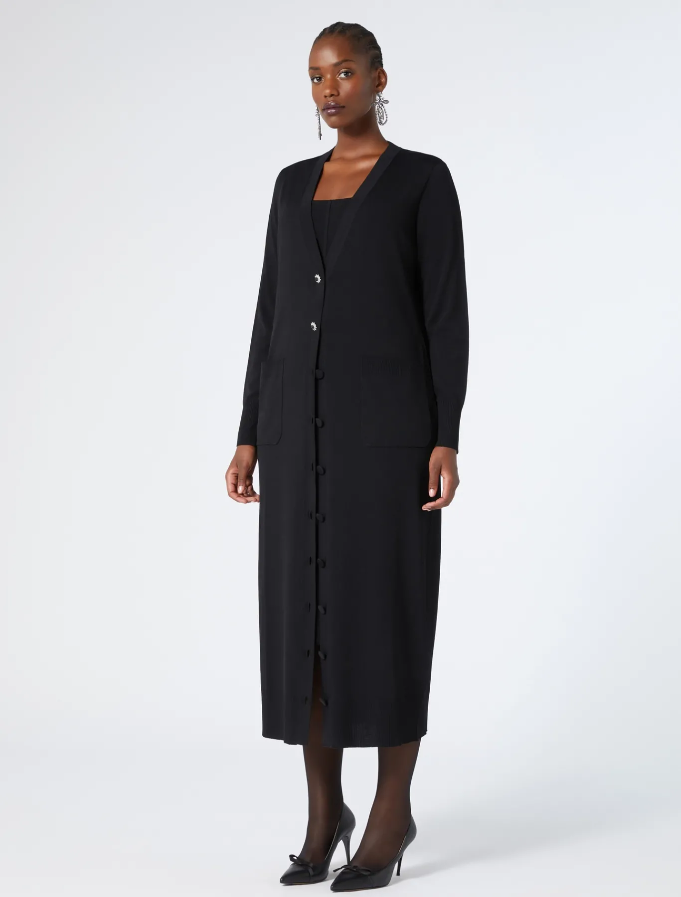 Marina Rinaldi Maglieria | Maglieria*Cardigan lungo in viscosa NERO