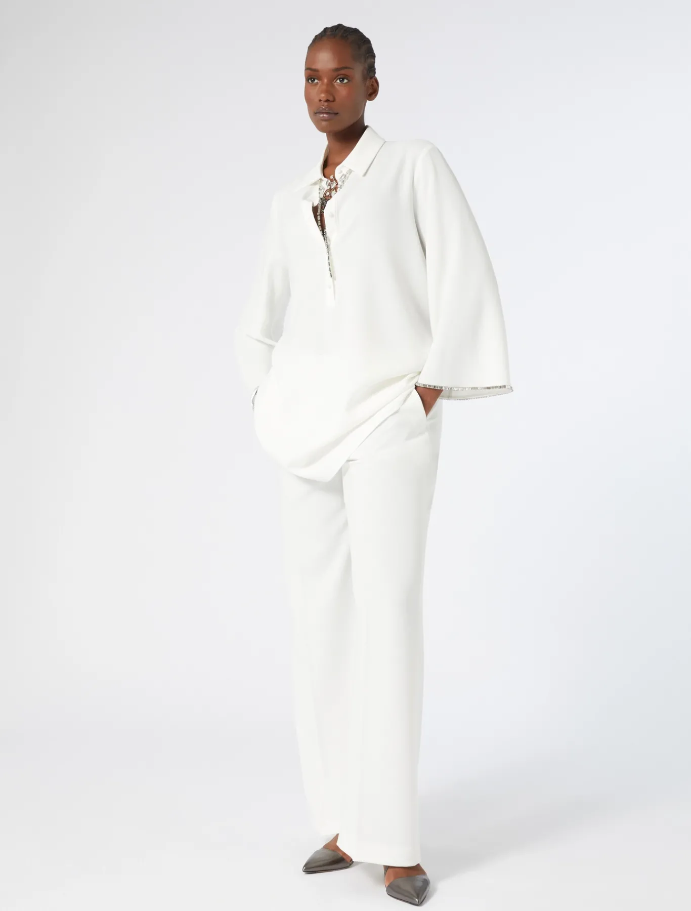 Marina Rinaldi Bluse | Collezione Elegante*Casacca in cady con strass BIANCO