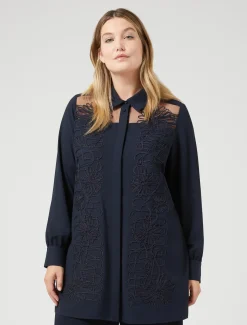 Marina Rinaldi Bluse | Camicie & Bluse*Casacca in crêpe con ricamo BLUNOTTE