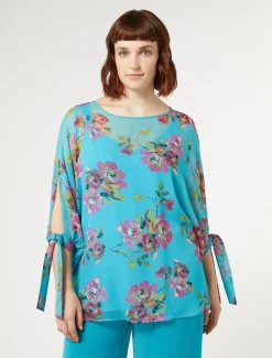 Marina Rinaldi Bluse | Camicie & Bluse*Casacca in georgette di seta TURCHESE