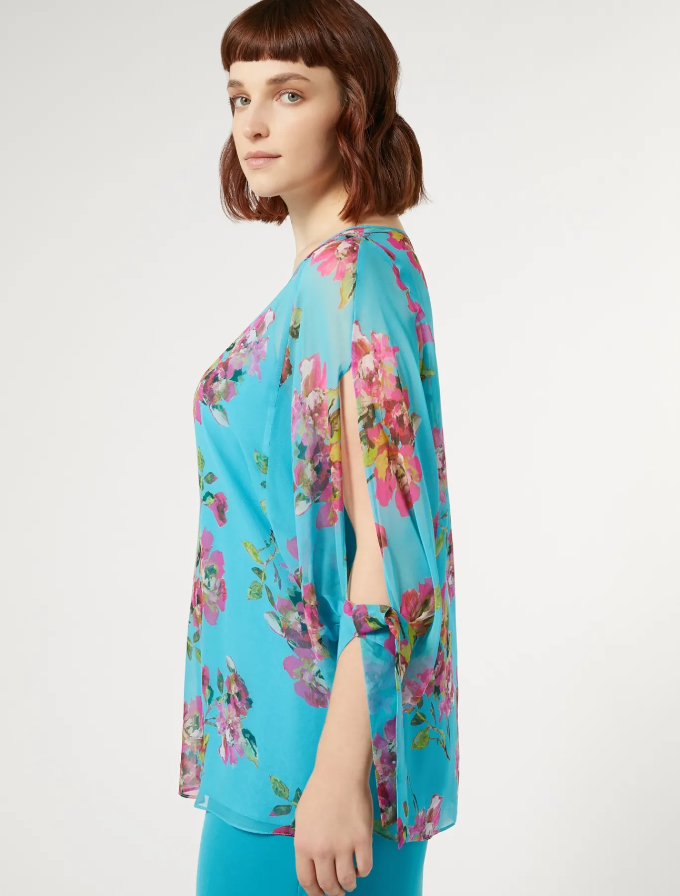 Marina Rinaldi Bluse | Camicie & Bluse*Casacca in georgette di seta TURCHESE
