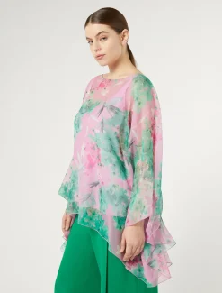 Marina Rinaldi Bluse | Camicie & Bluse*Casacca in georgette di seta ROSA