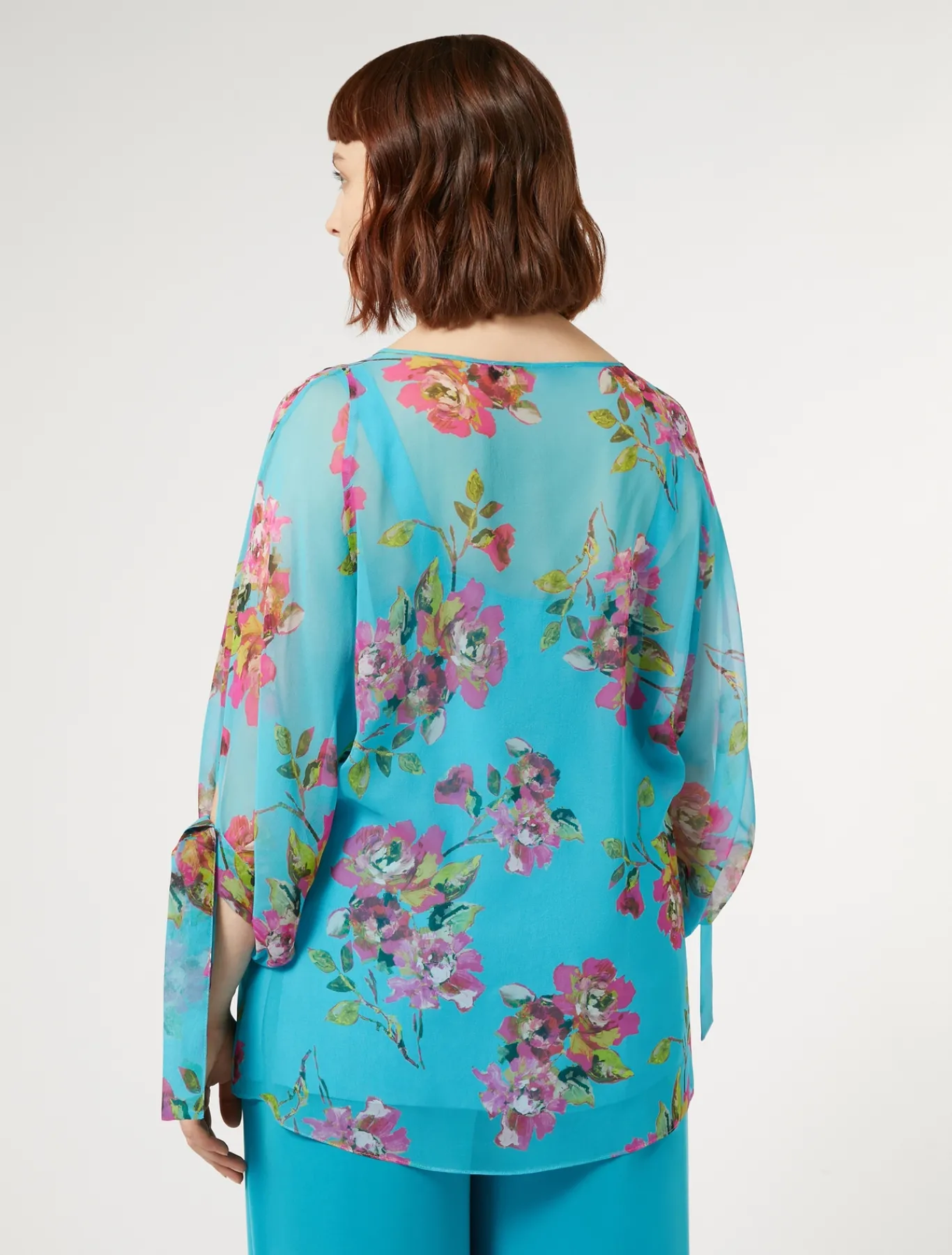 Marina Rinaldi Bluse | Camicie & Bluse*Casacca in georgette di seta TURCHESE