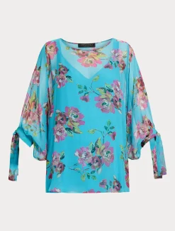 Marina Rinaldi Bluse | Camicie & Bluse*Casacca in georgette di seta TURCHESE