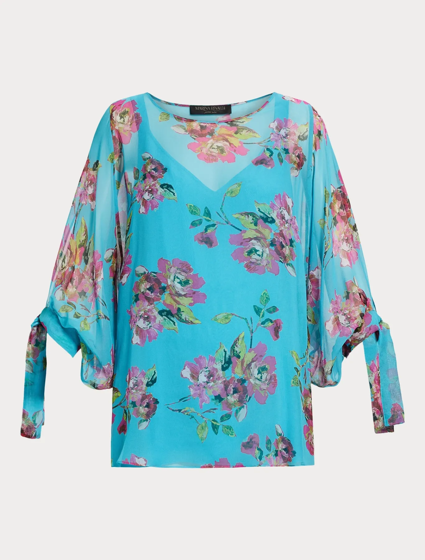 Marina Rinaldi Bluse | Camicie & Bluse*Casacca in georgette di seta TURCHESE
