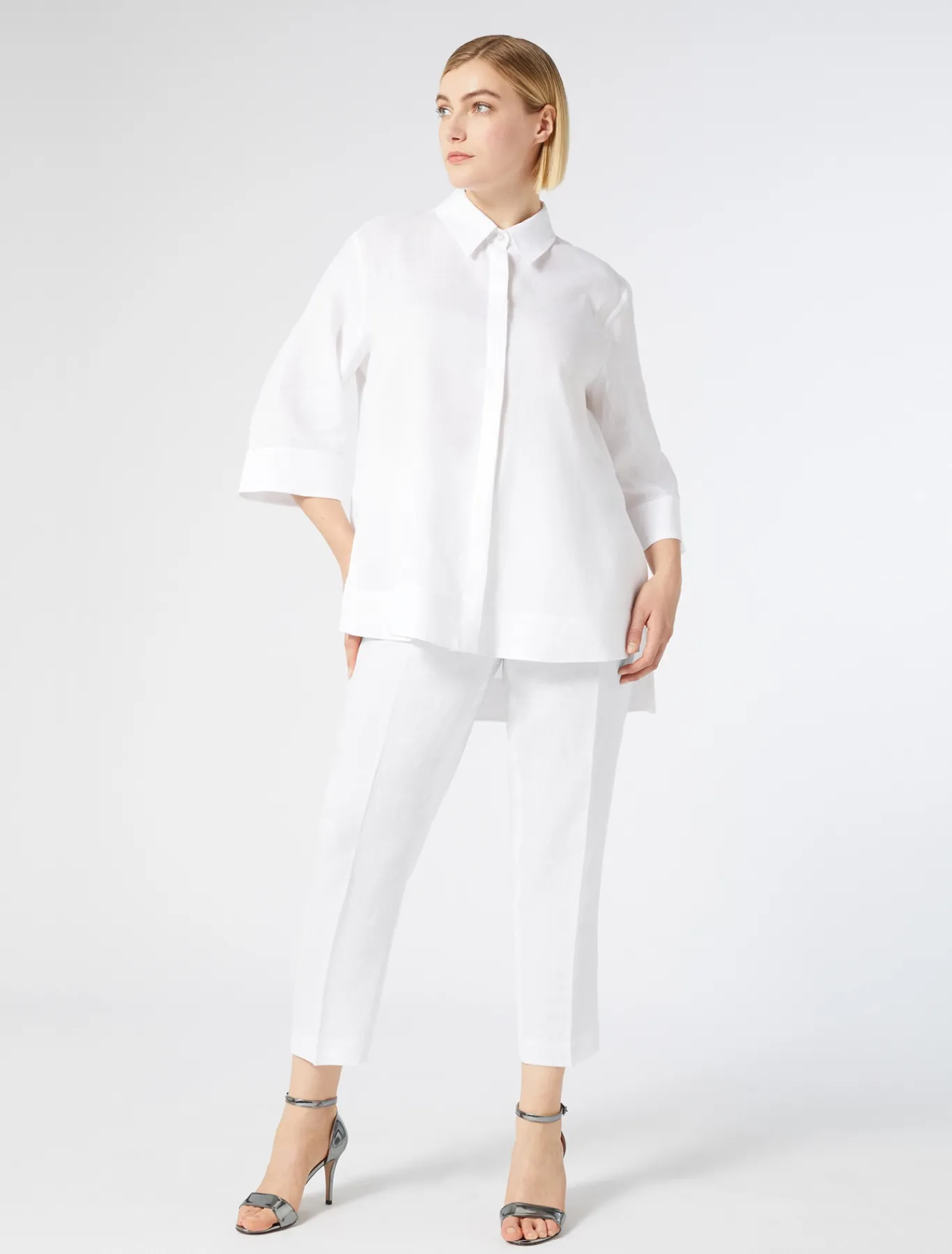 Marina Rinaldi Camicie & Bluse | Camicie & Bluse*Casacca in lino BIANCOOTTICO