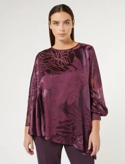 Marina Rinaldi Bluse | Collezione Elegante*Casacca in satin di seta e viscosa BORDEAUX