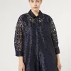 Marina Rinaldi Bluse | Camicie & Bluse*Casacca in tulle ricamato BLUMARINO