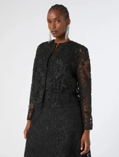 Marina Rinaldi Bluse | Camicie & Bluse*Casacca in tulle ricamato NERO