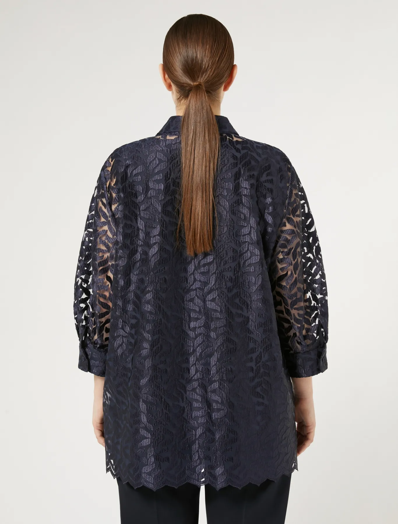 Marina Rinaldi Bluse | Camicie & Bluse*Casacca in tulle ricamato BLUMARINO