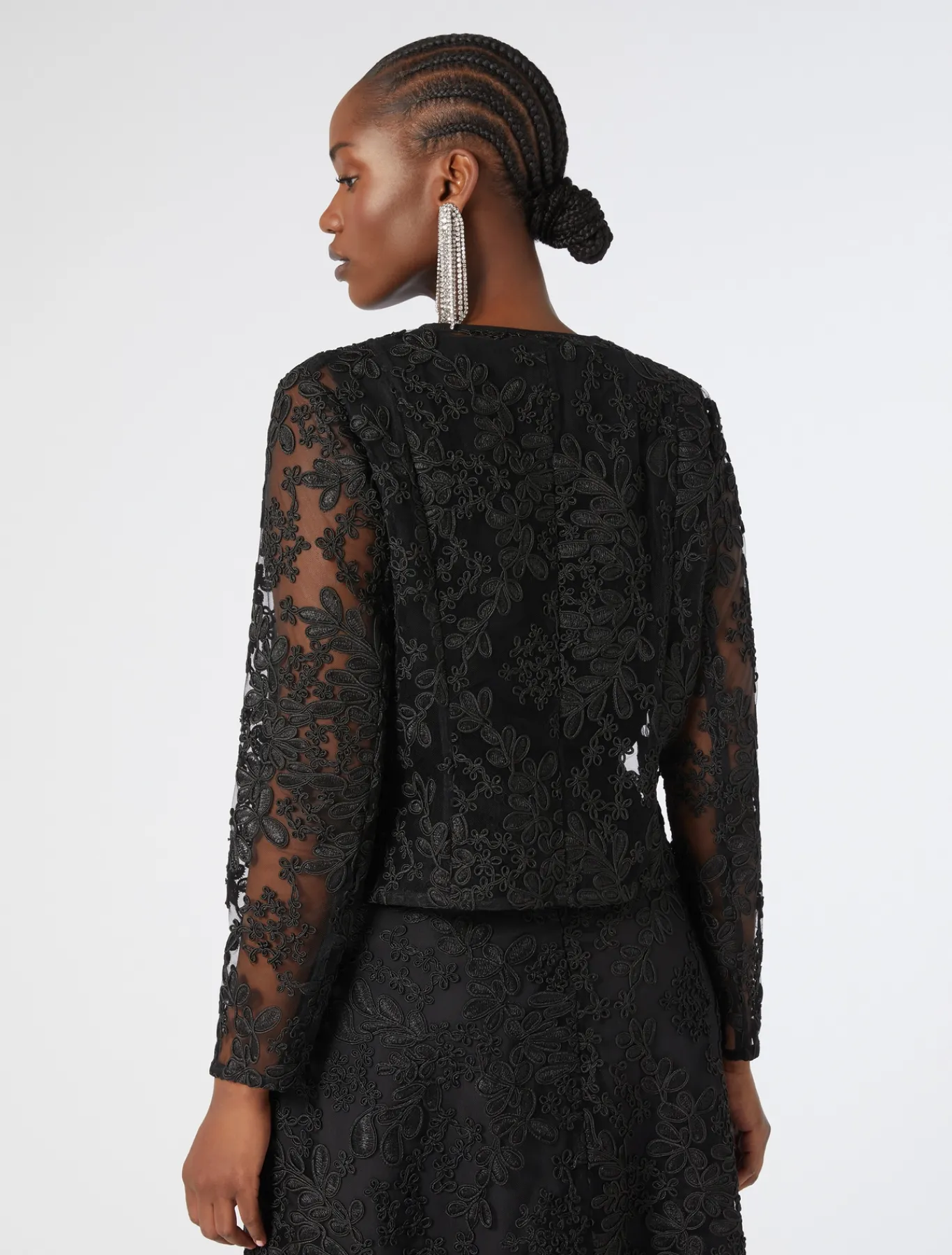 Marina Rinaldi Bluse | Camicie & Bluse*Casacca in tulle ricamato NERO