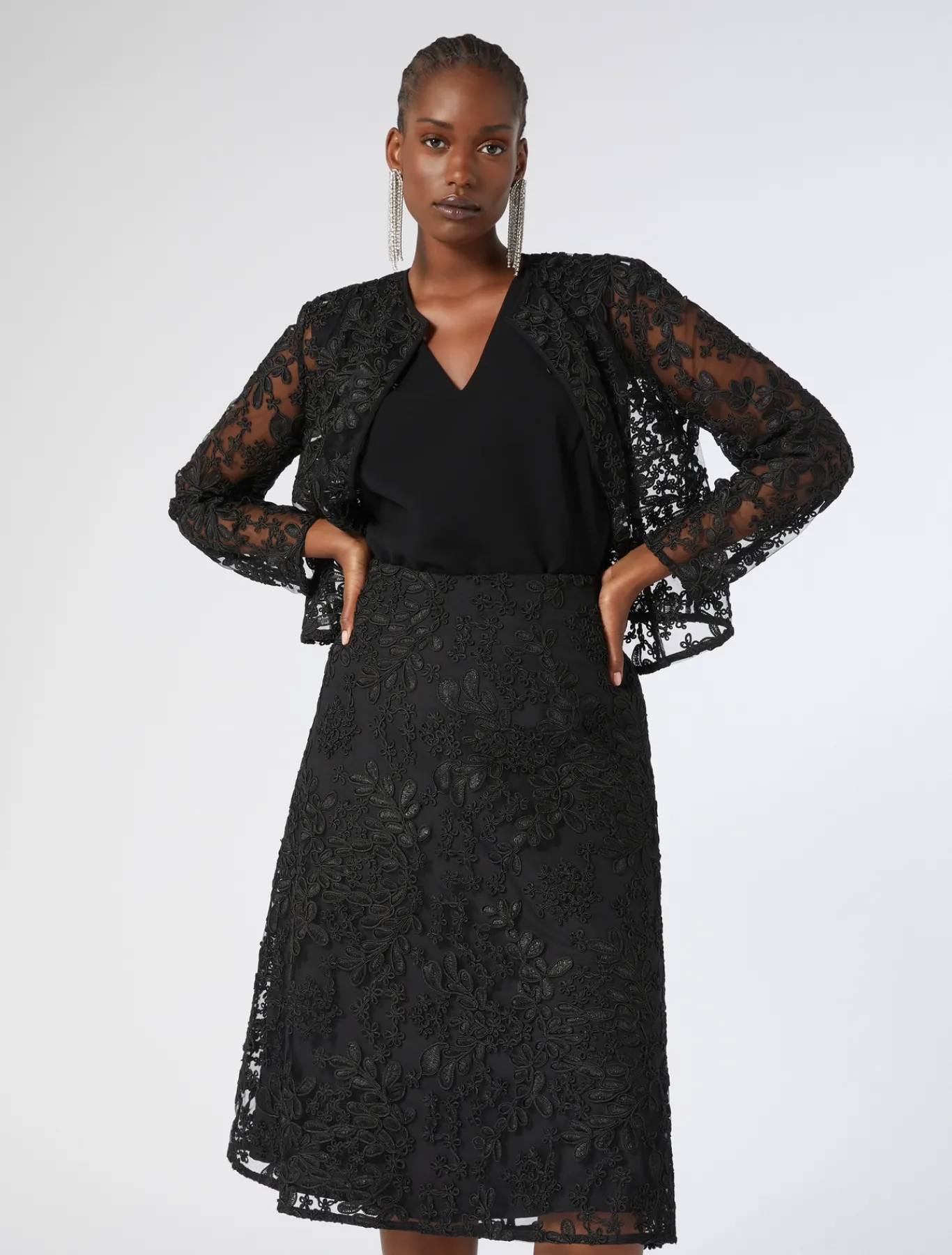 Marina Rinaldi Bluse | Camicie & Bluse*Casacca in tulle ricamato NERO
