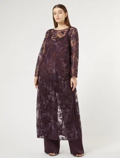 Marina Rinaldi Bluse | Collezione Elegante*Casacca lunga in tulle con ricami BORDEAUX
