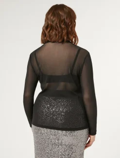 Marina Rinaldi Top & T-Shirt | Top & T-Shirt*Dolcevita in tulle stretch NERO
