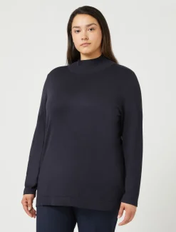 Marina Rinaldi Maglieria | Maglieria*Dolcevita in viscosa stretch BLUNOTTE