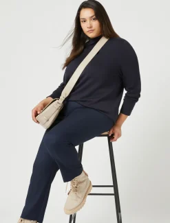 Marina Rinaldi Maglieria | Maglieria*Dolcevita in viscosa stretch BLUNOTTE