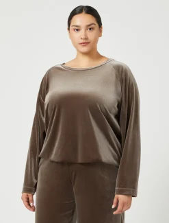 Marina Rinaldi Top & T-Shirt | Top & T-Shirt*Felpa in ciniglia stretch ROCCIA