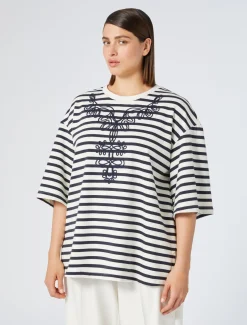 Marina Rinaldi Top & T-Shirt | Top & T-Shirt*Felpa in jersey con ricami AVORIO