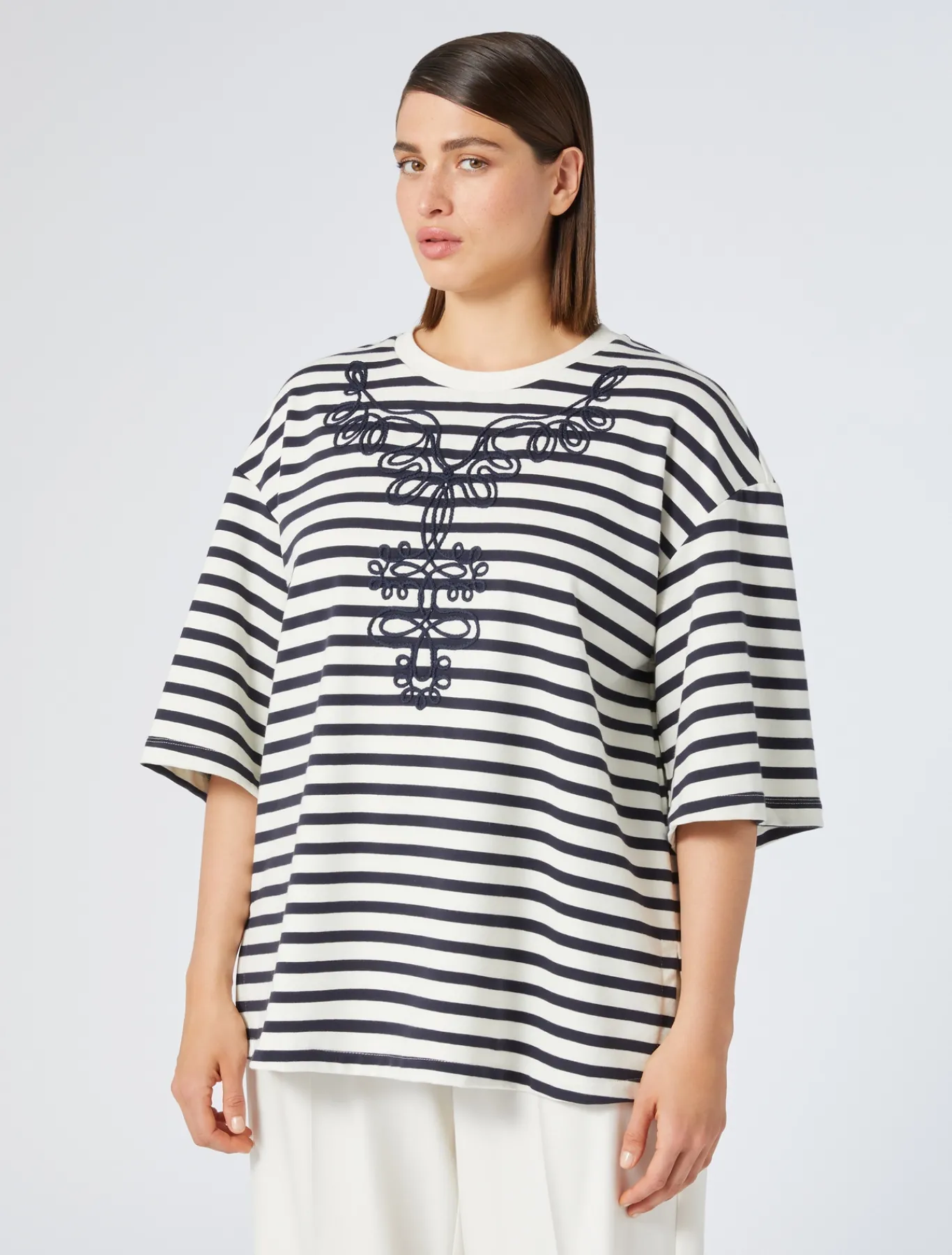 Marina Rinaldi Top & T-Shirt | Top & T-Shirt*Felpa in jersey con ricami AVORIO