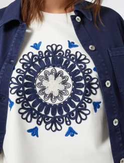 Marina Rinaldi Top & T-Shirt | Top & T-Shirt*Felpa in jersey con ricami AVORIO