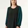 Marina Rinaldi Top & T-Shirt | Top & T-Shirt*Felpa in jersey lamé e georgette VERDEBOSCO