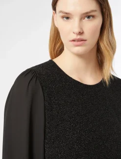 Marina Rinaldi Top & T-Shirt | Top & T-Shirt*Felpa in jersey lamé e georgette NERO