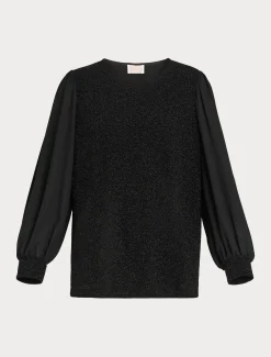 Marina Rinaldi Top & T-Shirt | Top & T-Shirt*Felpa in jersey lamé e georgette NERO