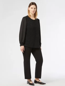 Marina Rinaldi Top & T-Shirt | Top & T-Shirt*Felpa in jersey lamé e georgette NERO