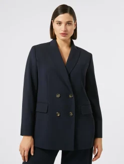 Marina Rinaldi Giacche & Blazer | Giacche & Blazer*Giacca blazer doppiopetto in cady BLUNOTTE