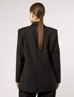 Marina Rinaldi Giacche | Collezione Elegante*Giacca blazer in levantina con strass NERO