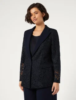 Marina Rinaldi Giacche | Giacche & Blazer*Giacca blazer in macramè laminato BLUNOTTE