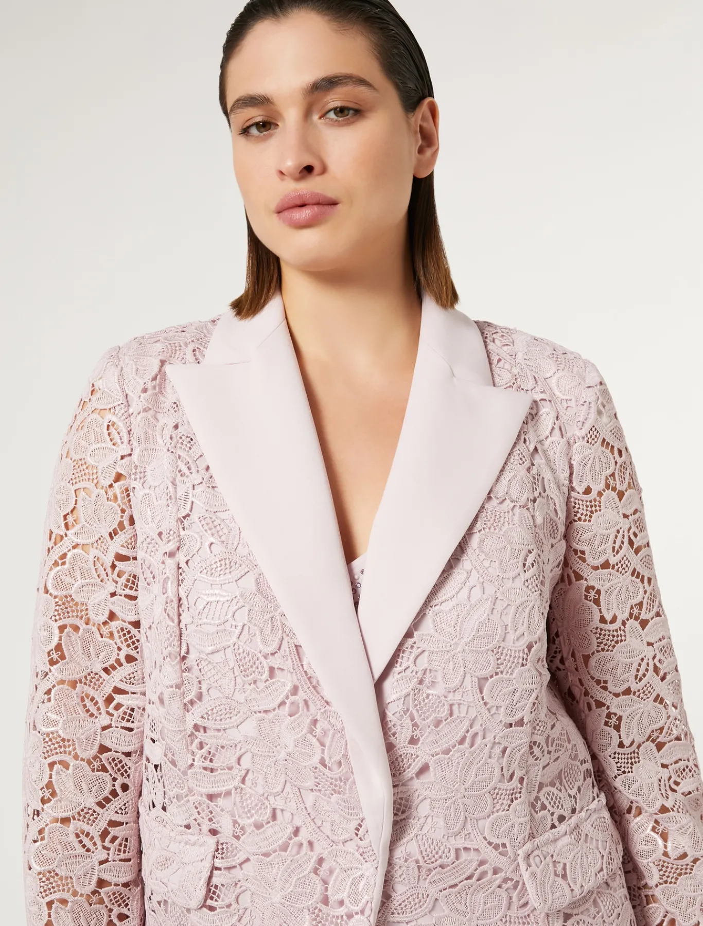 Marina Rinaldi Giacche | Collezione Elegante*Giacca blazer in macramè laminato ROSA