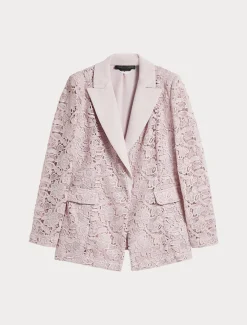 Marina Rinaldi Giacche | Collezione Elegante*Giacca blazer in macramè laminato ROSA