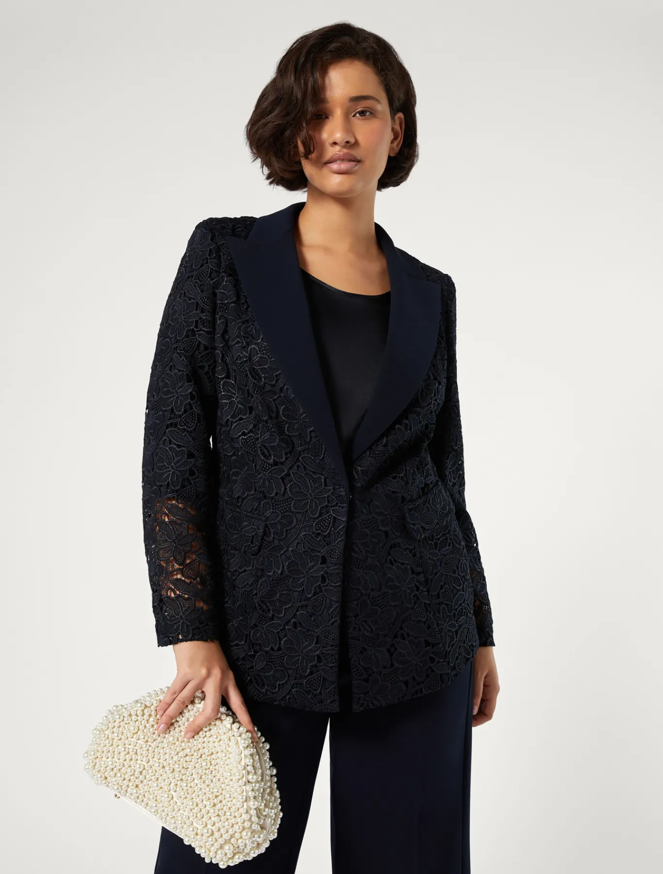 Marina Rinaldi Giacche | Giacche & Blazer*Giacca blazer in macramè laminato BLUNOTTE