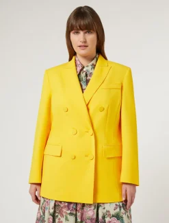 Marina Rinaldi Giacche & Blazer | Giacche & Blazer*Giacca blazer in tela di cotone GIALLOSOLE