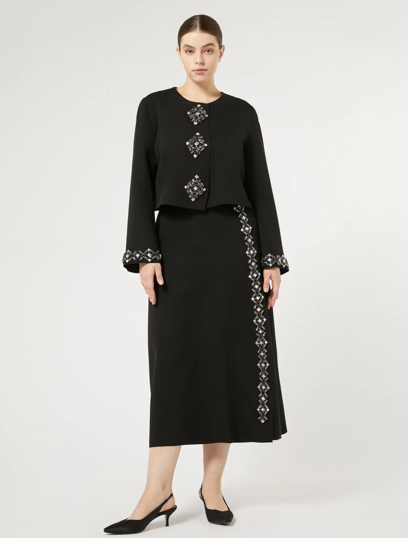 Marina Rinaldi Giacche | Giacche & Blazer*Giacca in cady con strass NERO