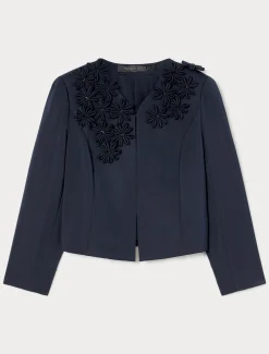 Marina Rinaldi Giacche | Collezione Elegante*Giacca in duchesse con ricami BLUNOTTE