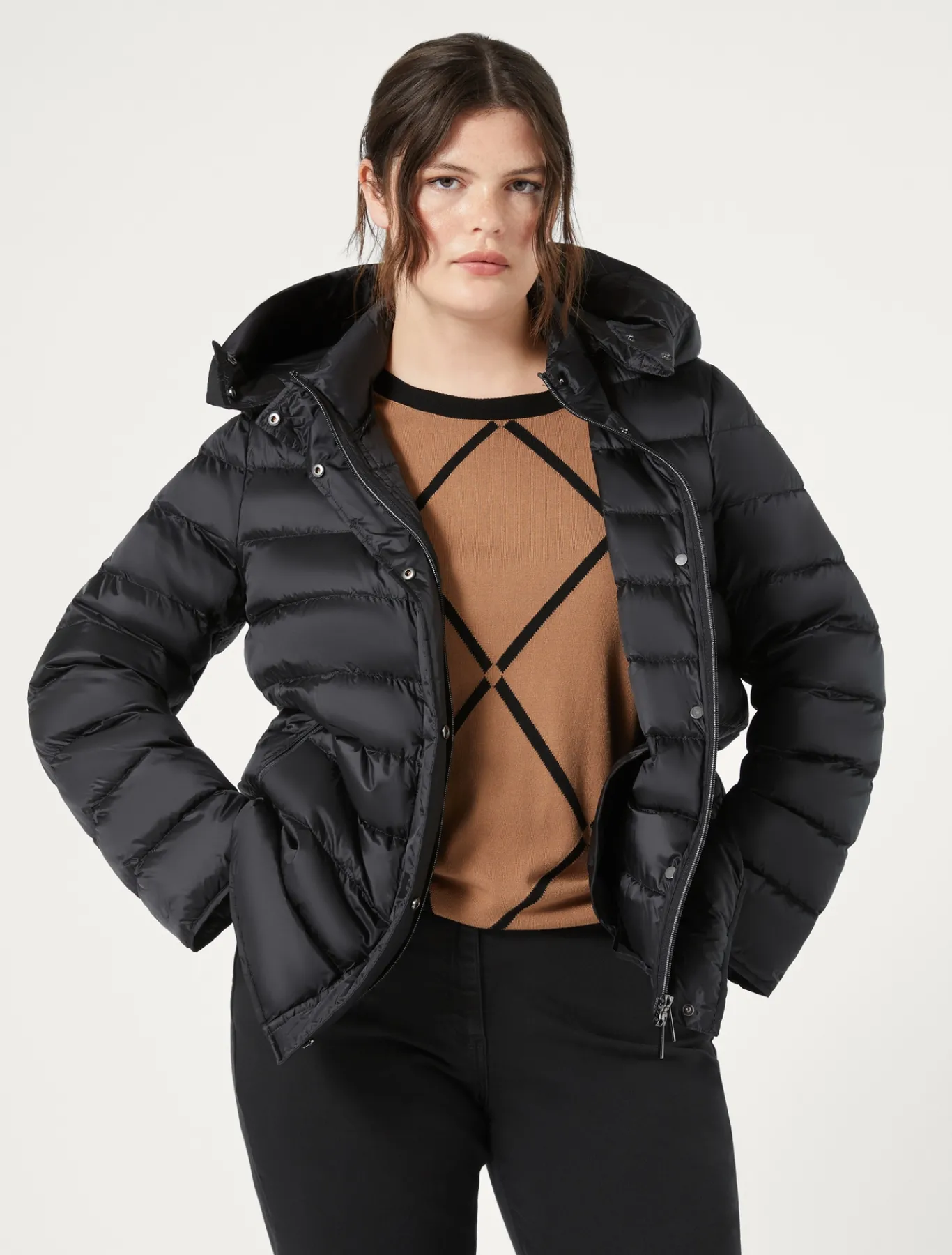 Marina Rinaldi Piumini | Piumini*Giacca in tela di nylon antigoccia NERO