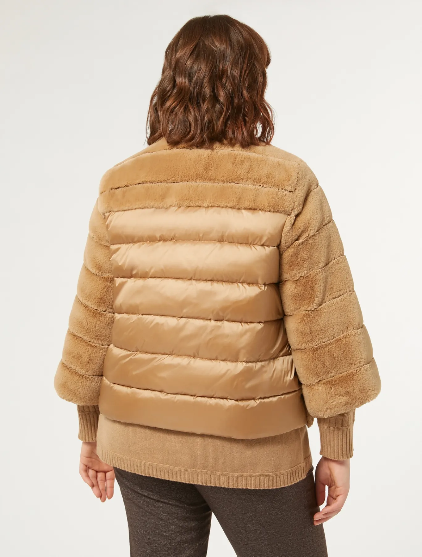 Marina Rinaldi Cappotti & Trench | Cappotti & Trench*Giaccone in tessuto effetto pelliccia e tela di nylon CAMMELLO