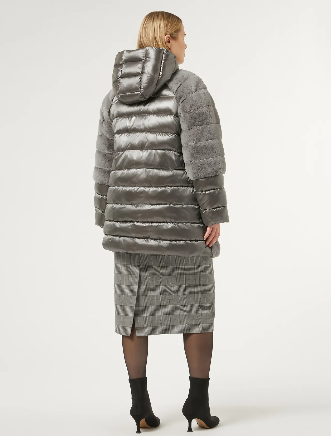 Marina Rinaldi Cappotti & Trench | Cappotti & Trench*Giaccone in tessuto effetto pelliccia e tela di nylon GRIGIOMEDIO