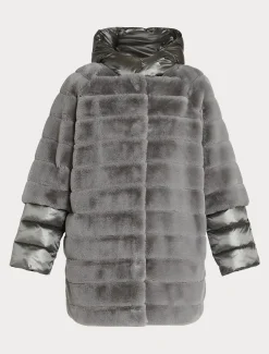 Marina Rinaldi Cappotti & Trench | Cappotti & Trench*Giaccone in tessuto effetto pelliccia e tela di nylon GRIGIOMEDIO
