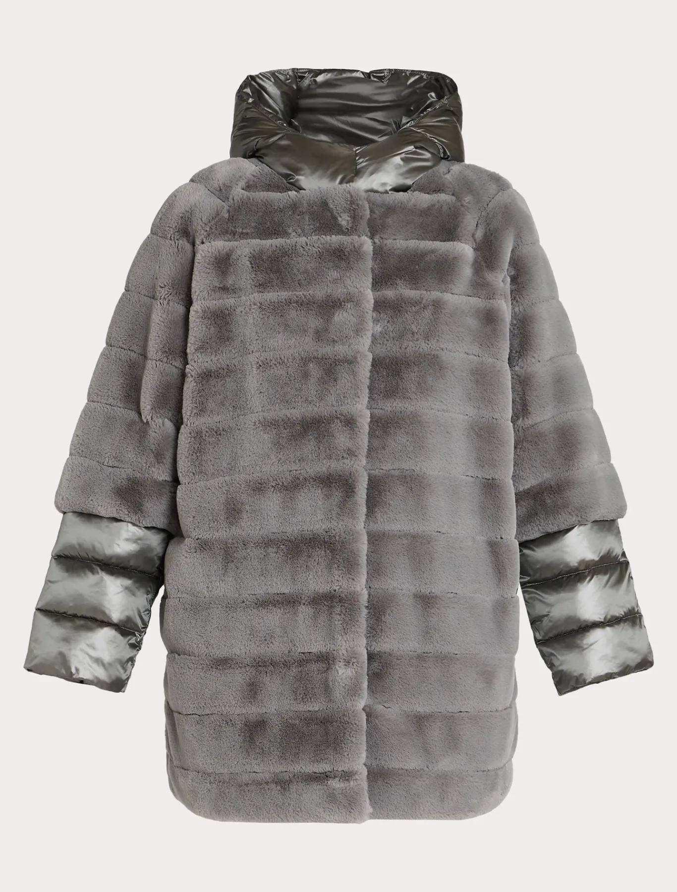 Marina Rinaldi Cappotti & Trench | Cappotti & Trench*Giaccone in tessuto effetto pelliccia e tela di nylon GRIGIOMEDIO