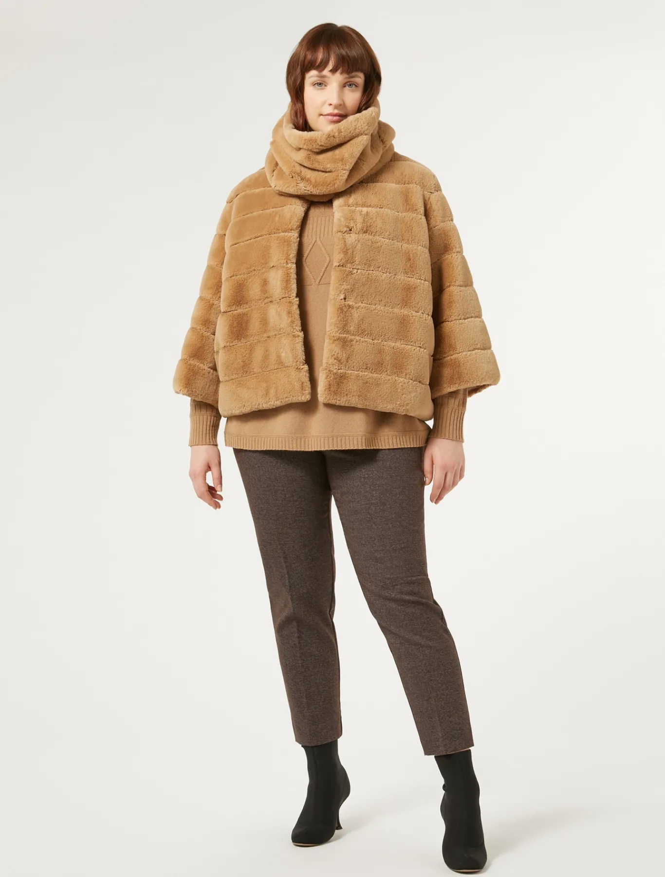Marina Rinaldi Cappotti & Trench | Cappotti & Trench*Giaccone in tessuto effetto pelliccia e tela di nylon CAMMELLO